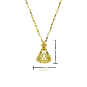 18k vergulde religieuze Maagd Maria hanger ketting met kroon en zirkoon details