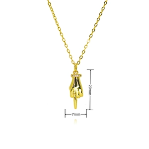 Collier plaqué or audacieux avec pendentif doigt d'honneur de 20mm et zircon violet