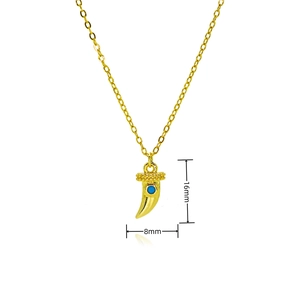Collier ethnique doré avec pendentif croissant en turquoise et zircons pour femme