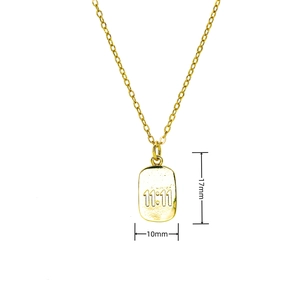 18K gold plated necklace with 11:11 rectangular pendant featuring a dainty gold chain
