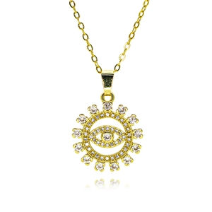 Collier doré avec pendentif œil de protection et cristaux scintillants de zircone
