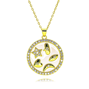 Collier Pendentif Main de Fatma Mauvais Œil en Cuivre Plaqué Or pour Femmes Bijoux Ethniques Bohémiens en Zircone Émail Accessoires de Mode