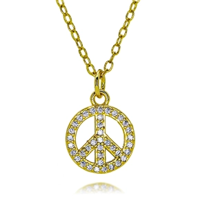 Collana Con Pendente in Rame Placcato Oro Zirconia Moda Donna Segno della Pace Bilancia Croce Stella Cuore Sorriso Catena per Clavicola Gioielli