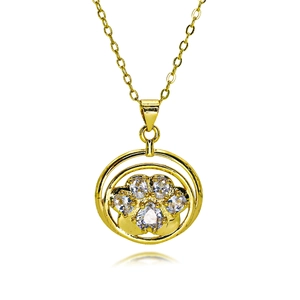 Fashion Copper Zirconia Animal Paw Pendant Necklace For Women Gold Plated Cat Dog Footprint Clavicle Chain Jewelry Gift