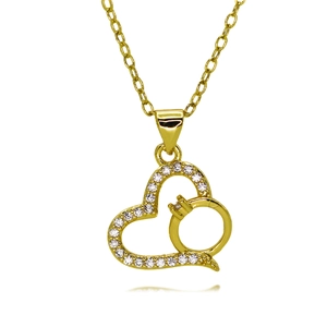 French Style Heart Pendant Necklace For Women Copper Zircon Key Rose Jewelry Elegant Gift For Valentine Mother Day