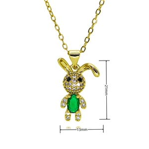 Detail view showing 21mm by 13mm dimensions of the micro-pave zircon rabbit pendant