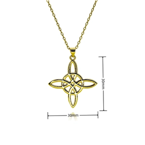 Detailed view of gold plated Celtic knot pendant necklace showing 30mm dimensions