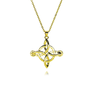 Polished gold plated Celtic knot pendant necklace with fine chain for women