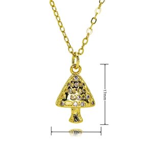 Détail du pendentif champignon plaqué or 18k avec zircons et dimensions 17mm x 11mm