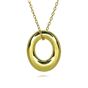 Collar de colgante ovalado bañado en oro de 18K con circón estilo playa para mujer