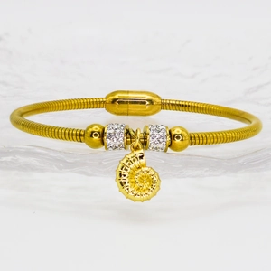 Luxury Stainless Steel Snake Chain Bracelet For Women Gold Plated Copper Marine Shell Conch Starfish Charm Zirconia Magnetic Clasp Bangle
