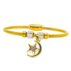 Elegantes Gold Schlangenkette Armband mit funkelndem Mond und Stern Magnetverschluss Anhänger