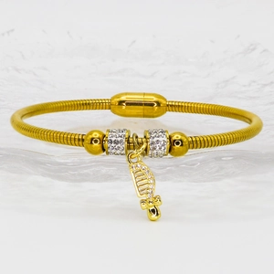 Luxuriöses goldenes Schlangenkette-Armband mit Kristallperlen und Schleifenanhänger