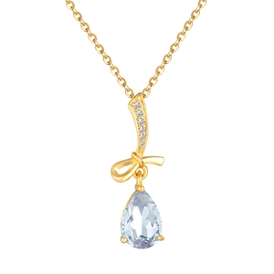 Elegante Collana Con Pendente A Fiocco In Rame E Zirconia Per Donna Placcata Oro Argento Pietra A Forma Di Pera Gioielli