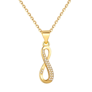 Mode Minimalistisch Unendlichkeitssymbol Anhänger Halskette Damen Kupfer Zirkonia Eingelegt Gold Silber Plattiert Schmuck