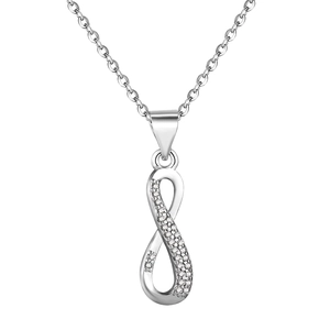 Silberne Infinity-Halskette mit Pavé-Zirkonia und minimalistischem Kettenanhänger Design