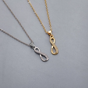 Infinity-Symbol Anhänger-Halsketten in Gold und Silber mit Zirkonia und O-Ketten