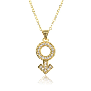 Iced Out Mannelijk Vrouwelijk Symbool Hanger Ketting Goud Zilver Verguld Koper Zirkonia Hip Hop Sieraden Voor Vrouwen Mannen Sleutelbeen Ketting Cadeau
