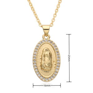 Κολιέ Παναγία με επιχρύσωση 18k, λευκά ζιργκόν και αλυσίδα O για γυναίκες