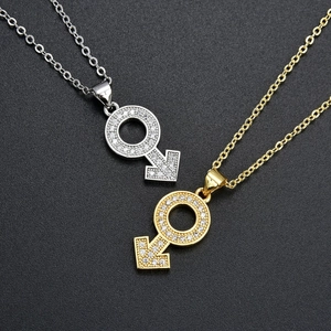 Hiphop halskettingen met mannelijk symbool hangertjes in goud en zilver met zirkonia stenen