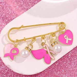 Brustkrebs Bewusstsein Rosa Schleife Legierung Brosche Mit Imitationsperle Strass Herz Schmetterling Anhänger Gold Anstecknadel
