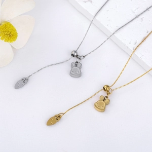 Chinese Style Year Of The Rabbit Carrot Titanium Steel Necklace For Women High End Gold Silver Adjustable Animal Pendant
