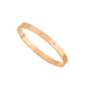 18K rose gold plated stainless steel star bangle with sparkling zircon stones