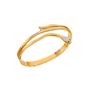 Luxurious gold-plated snake-shaped titanium steel bracelet with sparkling zircons
