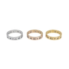 18k rose gold titanium steel Roman numeral rings with crystal inlay in three colors