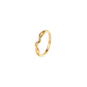 Minimalist twisted knot ring in 18k gold plated stainless steel with a polished finish