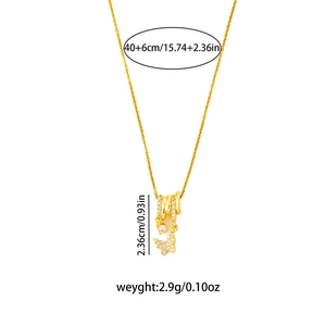 Goldene Schmetterling-Halskette mit Zirkonia-Ringen und feiner Edelstahl-Kette