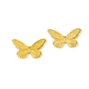 Elegante 18K Gold Schmetterling Ohrstecker aus poliertem Edelstahl für Damen Accessoire
