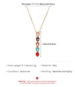 Gedetailleerde tekening van een kleurrijke edelsteenketting met 45 cm plus 5 cm ketting