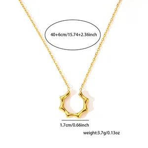 Detail view of vintage gold necklace with dimensions showing 1.7cm pendant and 46cm chain
