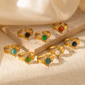 Anello Aperto Regolabile a Farfalla Vintage in Acciaio al Titanio Placcato Oro per Donna Anello con Pietra Artificiale Multicolore Gioielli Regalo