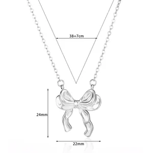 Detailliertes Maßlayout mit 38+7cm Kettenlänge und 24x22mm Schleifenanhänger-Größe