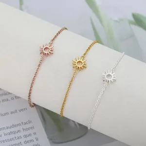 Minimalista Acciaio Inossidabile Sole Cavo Pendente Bracciale Placcato Oro 18k Regolabile Braccialetto A Catena Per Donna Gioielli