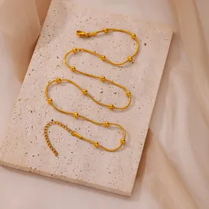 Collier minimaliste en acier inoxydable plaqué or 18K avec perles pour femmes