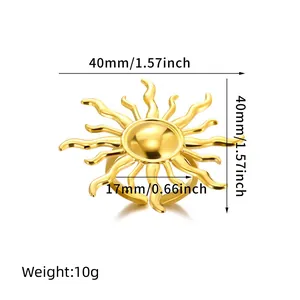 Auffälliger goldener Sonnenring mit gewellten Flammenstrahlen und 40mm Durchmesser