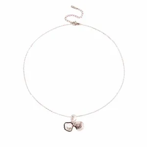 French style pearl scallop pendant necklace in silver stainless steel for women