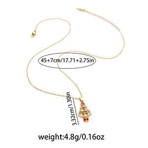 Collana dorata con ciondolo albero di Natale per donna con misure e dimensioni
