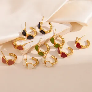 Boucles d'oreilles cœur en émail et acier inoxydable en plusieurs couleurs