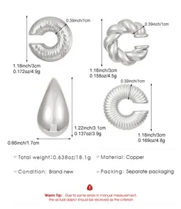 Tableau des tailles pour boucles d'oreilles C-shape et clous goutte d'eau argentés