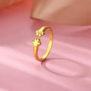 Anello Aperto in Acciaio Inossidabile con Zampa di Gatto per Donna Regolabile Forma Animale Origami Volpe Gioielli