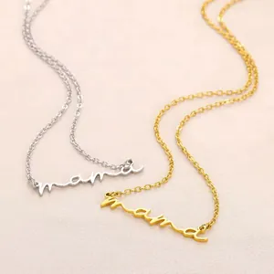 Minimalistische Mama Anhänger Halsketten aus Edelstahl in Gold und Silber für Mütter