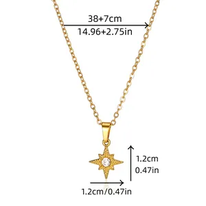 Detaillierte Größentabelle für Sonnenstrahl-Sternanhänger-Halskette mit 38+7 cm langer Kette