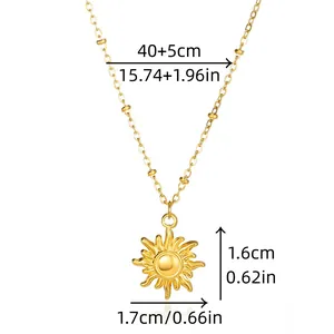 Detaillierte Größentabelle für goldene Sonnenanhänger-Halskette mit 40+5cm Kettenlänge