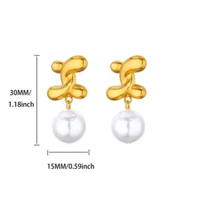 Spécifications de taille pour boucles d'oreilles dorées torsadées avec perles blanches