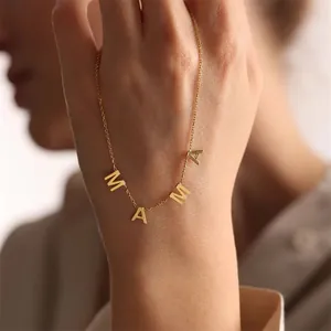 Eleganter MAMA Buchstaben Anhänger Halskette aus Edelstahl in Gold für Damen Mode