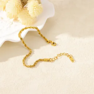 18K gold plated stainless steel rope chain bracelet with lobster clasp and extension